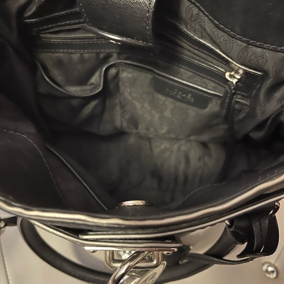 Michael Kors Hamilton Specchio Leather Black Silver Trim Handbag Tote - Picture 12 of 13